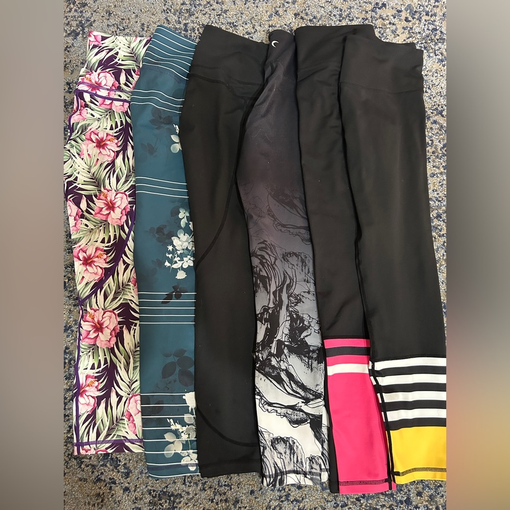 6 - ZYIA Women's Floral, Teal, and Black Leggings Collection